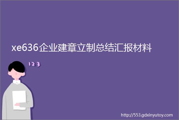 xe636企业建章立制总结汇报材料